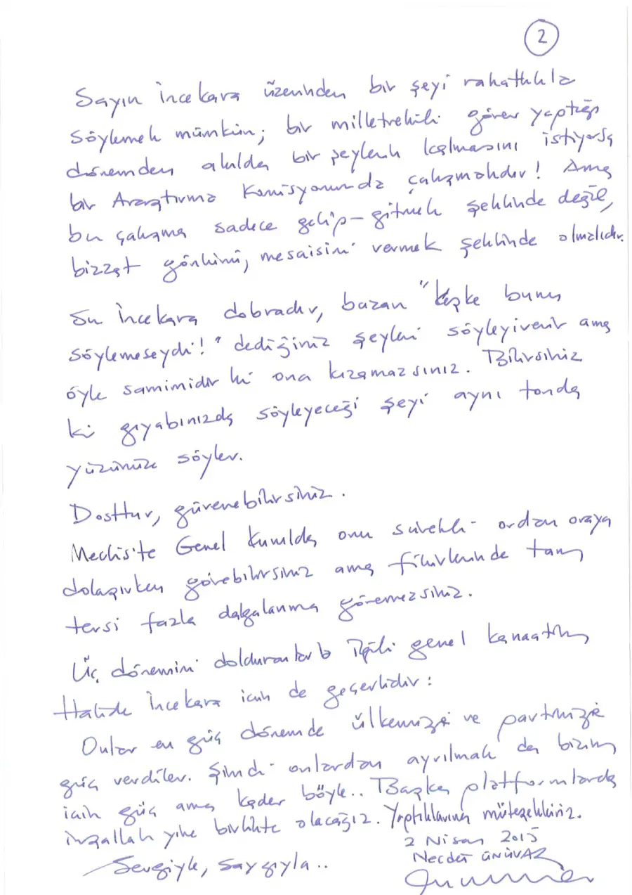 Defter sayfası 2, Necdet Ünüvar
