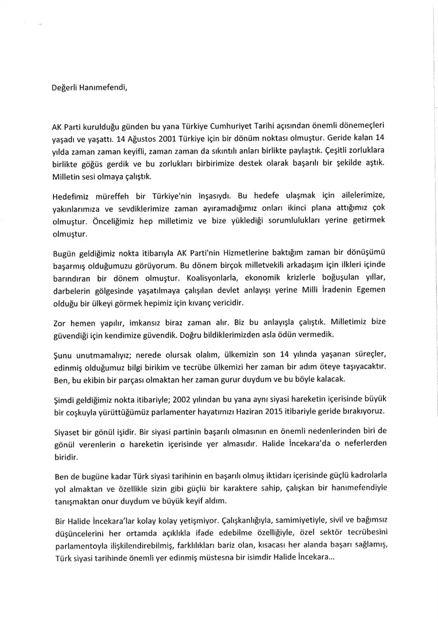Salih Kapusuz mektubunun ilk sayfası