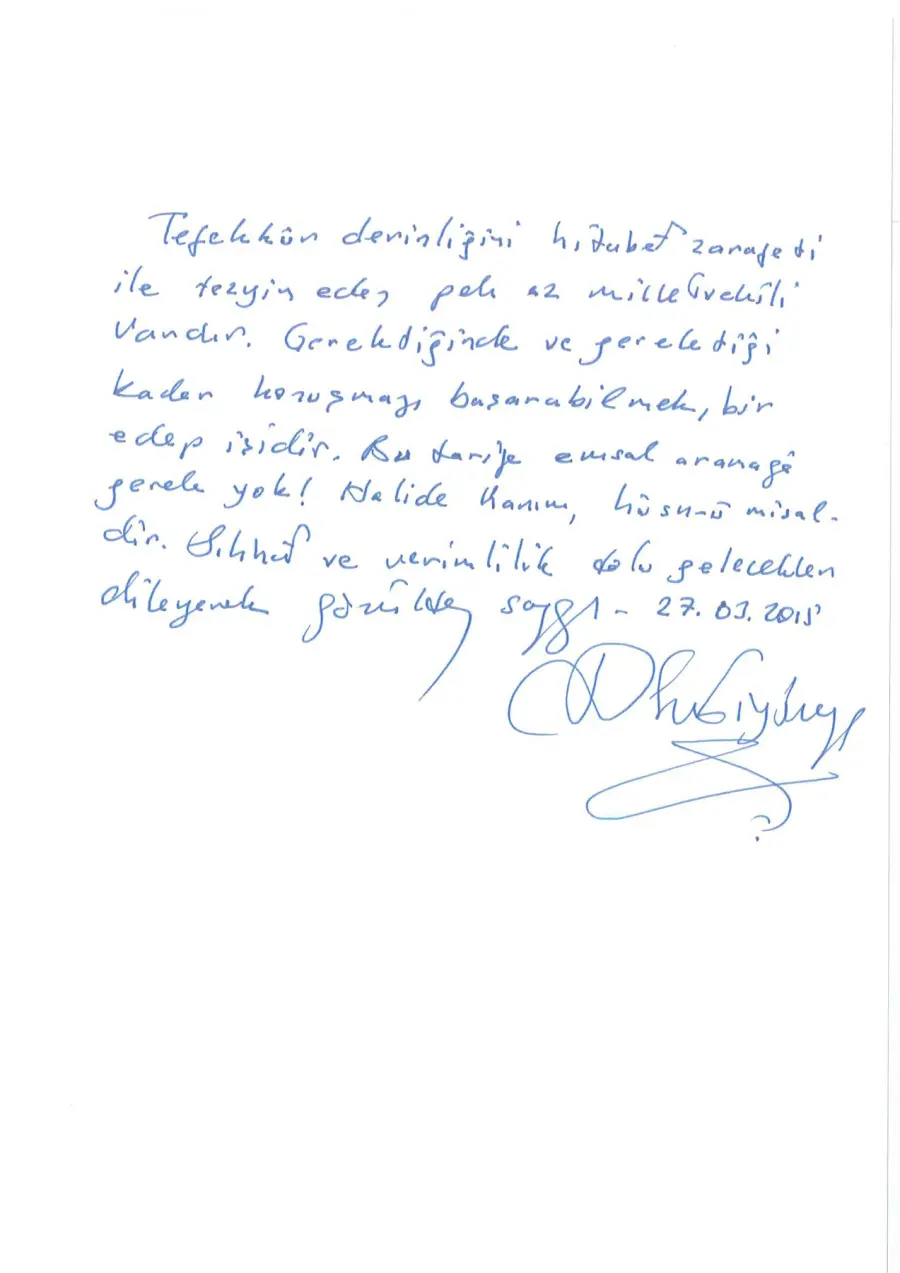 İmzası okunamayan mektup mektubunun ilk sayfası