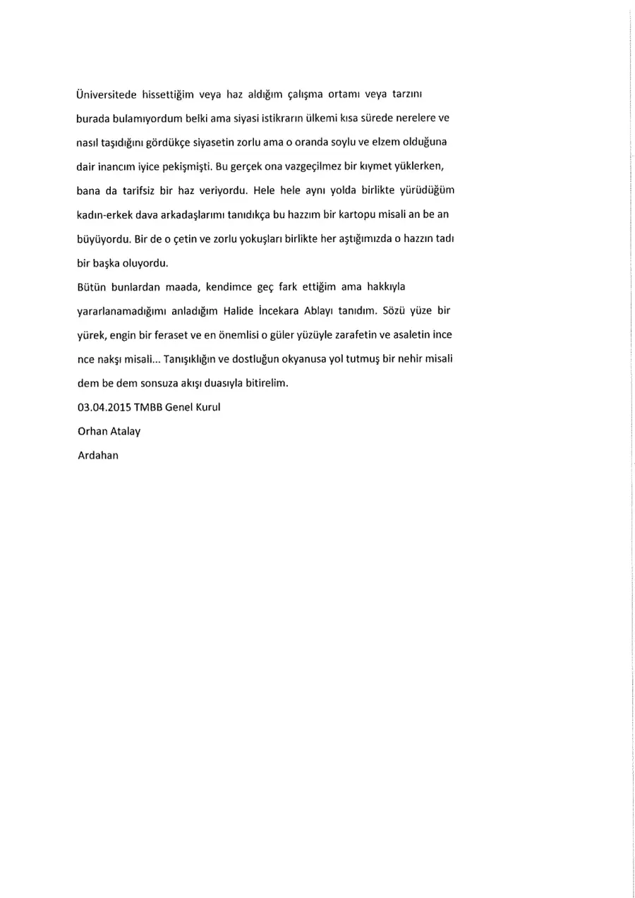 Defter sayfası 34, Orhan Atalay