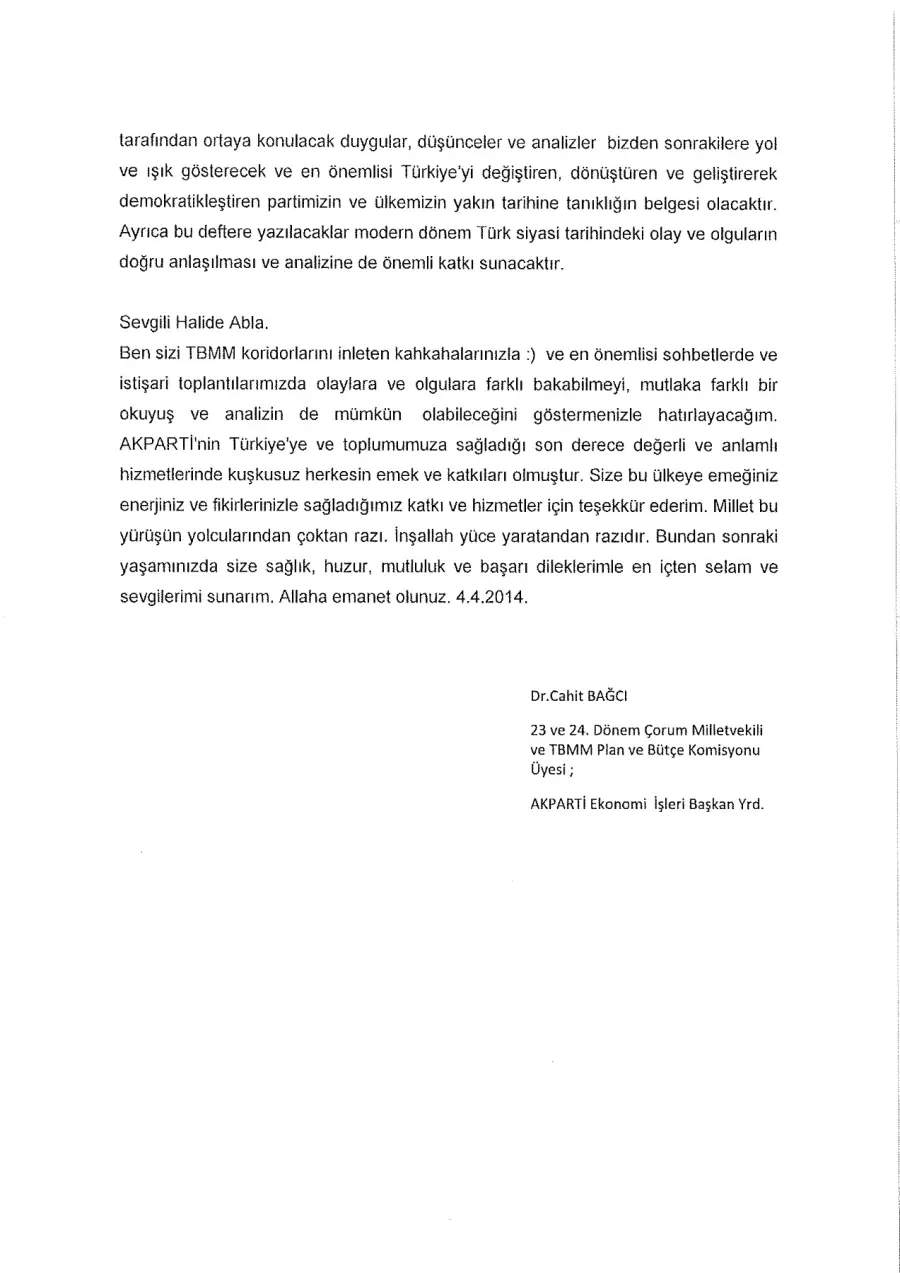 Defter sayfası 62, Dr. Cahit Bağcı