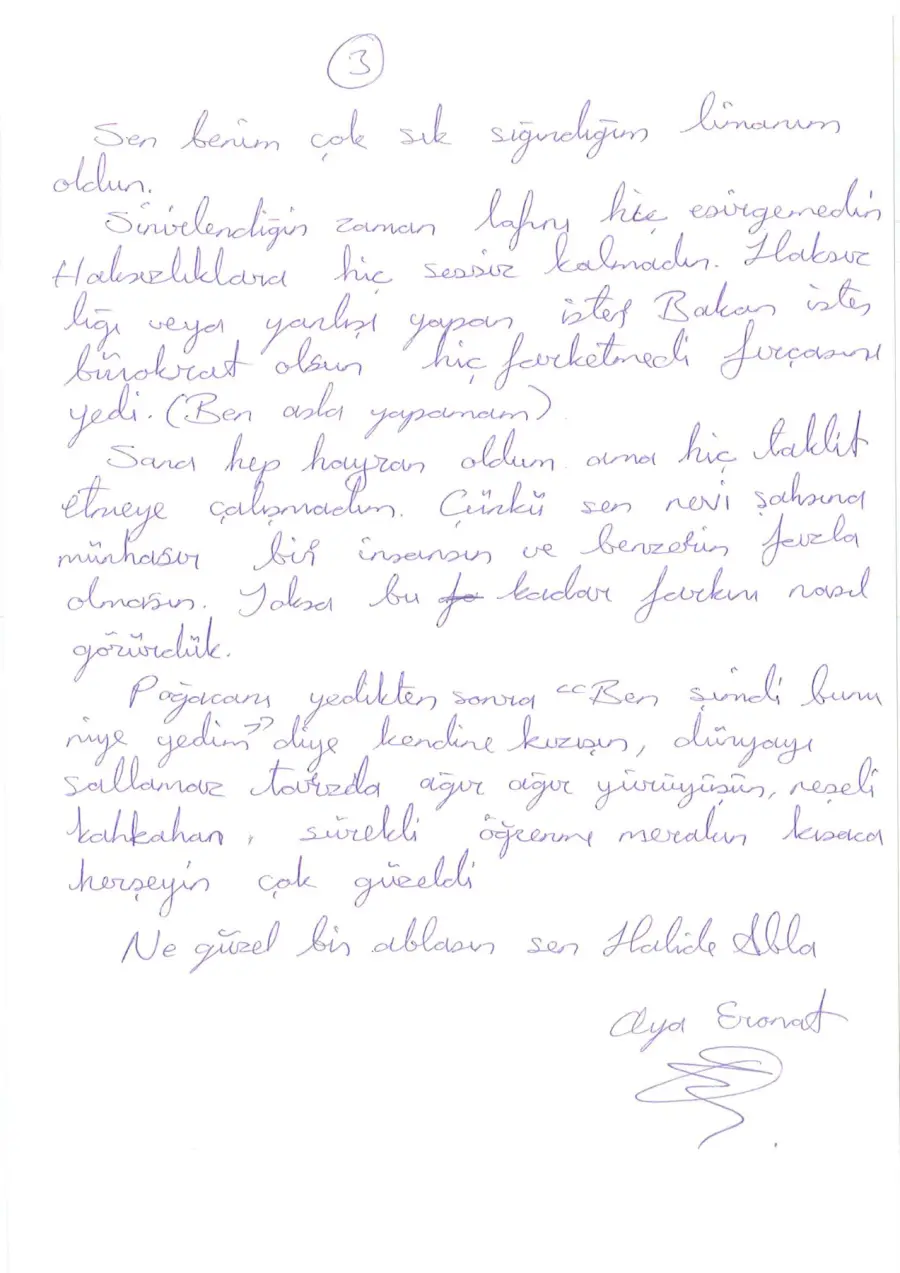 Defter sayfası 71, Oya Eronat