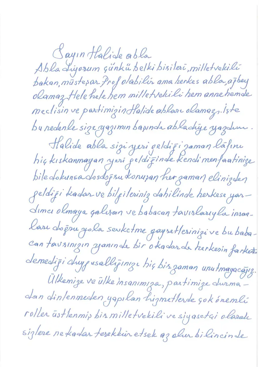Fevai Arslan mektubunun ilk sayfası