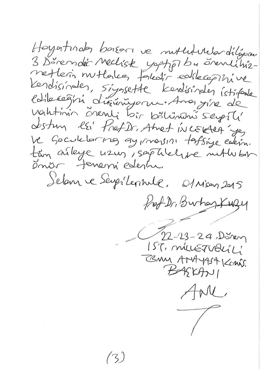 Defter sayfası 136, Prof. Dr. Burhan Kuzu