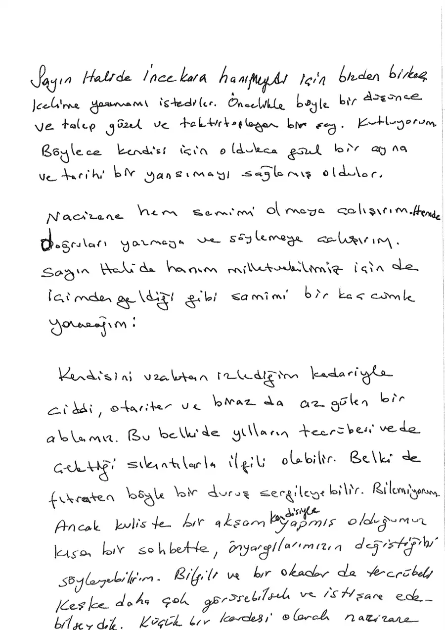Rıfat Sait mektubunun ilk sayfası