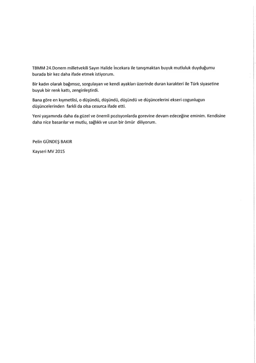 Pelin Gündeş Bakır mektubunun ilk sayfası