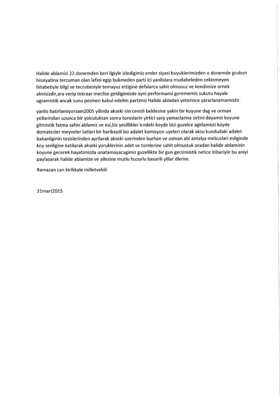 Ramazan Can mektubunun ilk sayfası