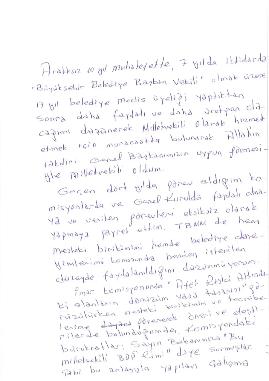 İlyas Şeker mektubunun ilk sayfası