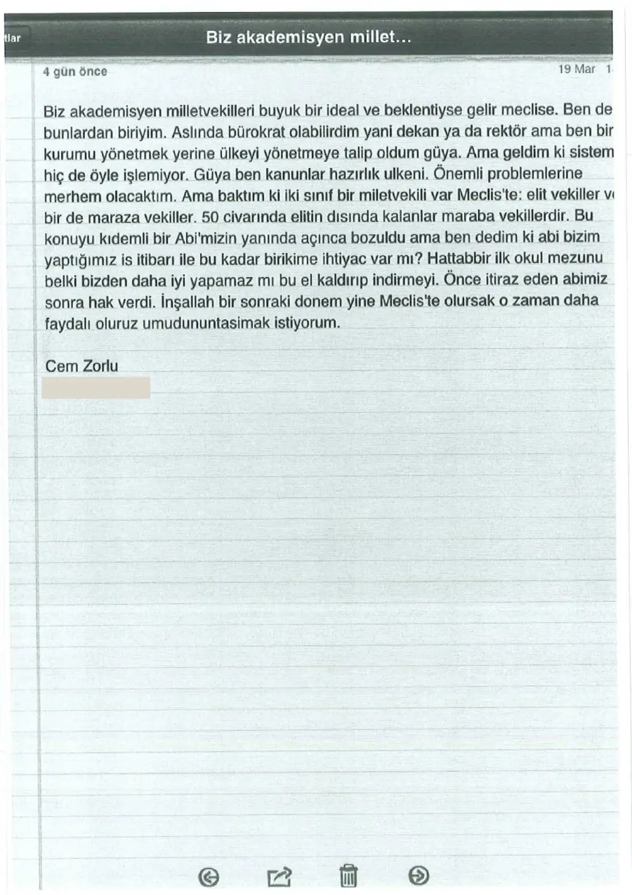 Defter sayfası 180, Cem Zorlu