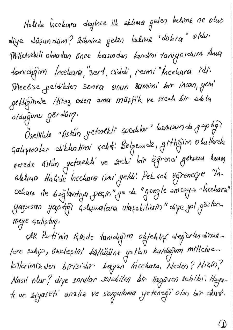 Dr. Muzaffer Yurttaş mektubunun ilk sayfası