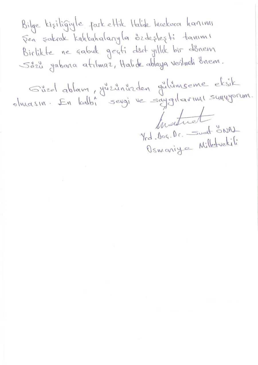 Defter sayfası 215, İmzası okunamayan mektup
