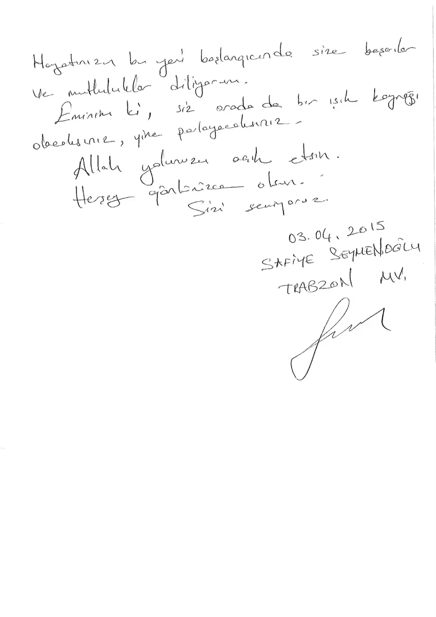 Defter sayfası 239, İmzası okunamayan mektup